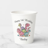 ピンクガールズ恐竜誕生日 紙コップ (正面)