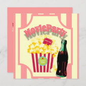 ピンクガールズ映画の誕生日パーティーへの招待 招待状 (正面/裏面)