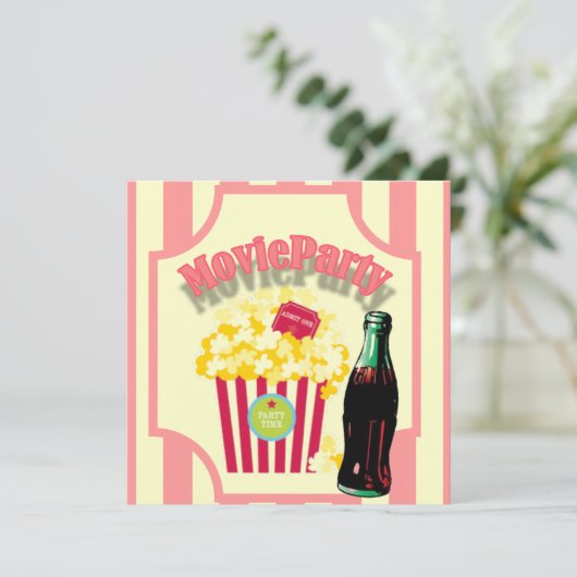 ピンクガールズ映画の誕生日パーティーへの招待 招待状 (スタンド正面)