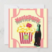 ピンクガールズ映画の誕生日パーティーへの招待 招待状 (正面)