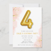 ピンクガールズ4thバースデーバルーンパーティー 招待状 (正面)