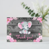 ピンクガールゾウサンキューカード素朴フローラ (スタンド正面)