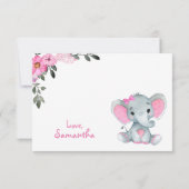 ピンクガールゾウサンキューカード素朴フローラ (裏面)