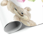 ピンクガールテディベアウォーター色テーマベビーシャワー ラッピングペーパー (ロールコーナー)