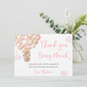 ピンクガールテディベアバルーン誕生日 サンキューカード (スタンド正面)