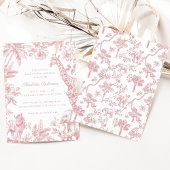 ピンクガールトイルサファリエレガントベビーシャワー 招待状