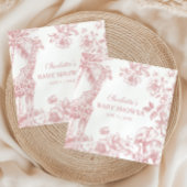 ピンクガールトイルドゥジュエサファリ動物ベビーシャワー スタンダードカクテルナプキン