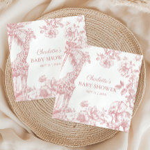 ピンクガールトイルドゥジュエサファリ動物ベビーシャワー