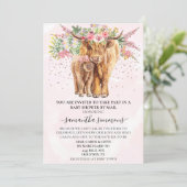 ピンクガールハイランドカウカーフベビーシャワーバイメール 招待状 (スタンド正面)