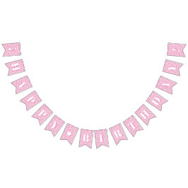 ピンクガールハッピーバースデーパーティー バンティングフラッグ