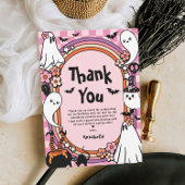 ピンクガールハロウィンフォトバースデーパーティー サンキューカード