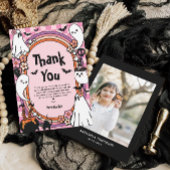 ピンクガールハロウィンフォトバースデーパーティー サンキューカード