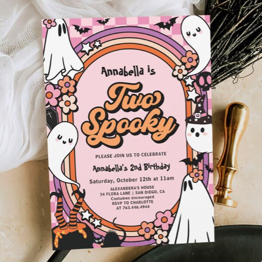 ピンクガールハロウィーン写真2nd誕生日パーティー 招待状