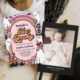 ピンクガールハロウィーン写真2nd誕生日パーティー 招待状