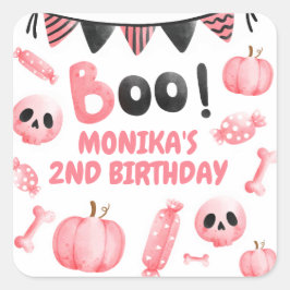 ピンクガールハローウィンパーティ第2誕生日 スクエアシール