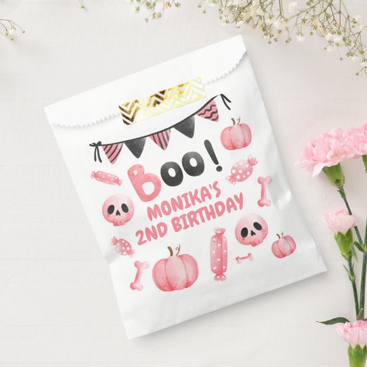 ピンクガールハローウィンパーティ第2誕生日 フェイバーバッグ (封をした状態)