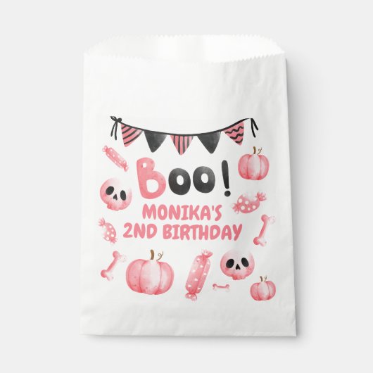 ピンクガールハローウィンパーティ第2誕生日 フェイバーバッグ (正面)