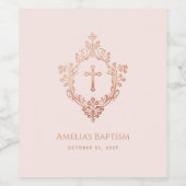 ピンクガールバプティスクレストエレガントヴィンテージクロス ワインラベル (シングルラベル)