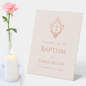 ピンクガールバプテスマバラ金ゴールドクレストエレガント歓迎 台座サイン