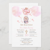 ピンクガールバプテスマ招待状 招待状 (正面/裏面)