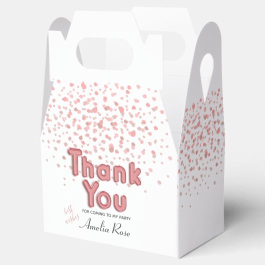 ピンクガールバルーン文字紙吹雪ありがとう フェイバーボックス (オープン)