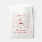 ピンクガールバレリーナバタフライ誕生日サンキューサンキュー フェイバーバッグ (正面)