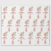 ピンクガールバレリーナパタン誕生日パーティー ラッピングペーパー (フラット)