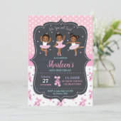 ピンクガールバレリーナ誕生日トゥチュバレエダンス 招待状 (スタンド正面)