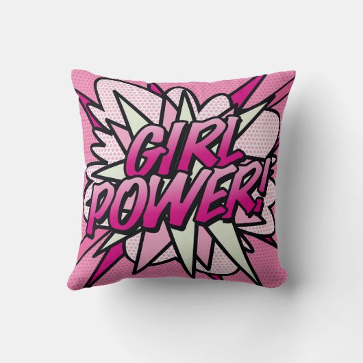 ピンクガールパワークールおもしろいモダントレンディー漫画本 クッション (裏面)