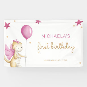 ピンクガールファースト誕生日ドラゴンパーティー 横断幕