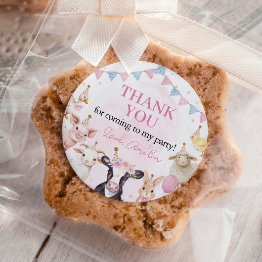 ピンクガールファームアニマルズ誕生日 ラウンドシール