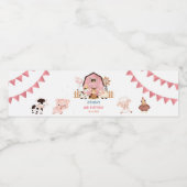 ピンクガールファームアニマルバースデーパーティー ペットボトルラベル (シングルラベル)