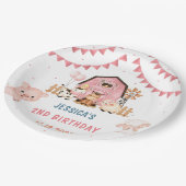 ピンクガールファームアニマルバースデーパーティー ペーパープレート (アングル)