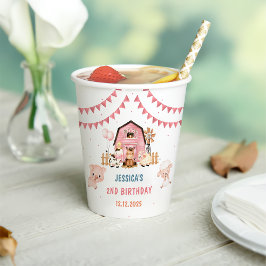 ピンクガールファームアニマルバースデーパーティー 紙コップ