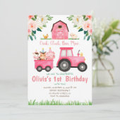 ピンクガールファーム動物の誕生日パーティー 招待状 (スタンド正面)