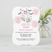 ピンクガールフレンドリー幽霊とこうもりバースデーパーティー 招待状 (スタンド正面)