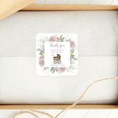 ピンクガールフローラサンキューベイビーシャワー スクエアシール