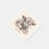 ピンクガールフローラハイランドカウベビーシャワー スタンダードカクテルナプキン (角)