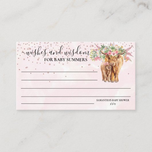 ピンクガールフローラハイランドカウワイズ知恵 エンクロージャーカード (正面)