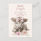 ピンクガールフローラハイランド牛ベビーラッフルおむつ エンクロージャーカード (正面)