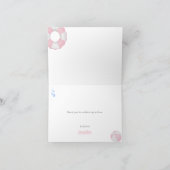 ピンクガールプールパーティーベビーシャワーサンキューカード サンキューカード (内部)