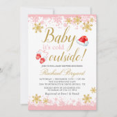 ピンクガールベビーその冷たい外ベビーシャワー 招待状 (正面)
