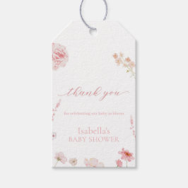 ピンクガールベビーイン開花ベビーシャワーメッセージカード ギフトタグ