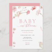 ピンクガールベビーイン開花ベビーシャワー招待状 招待状 (正面/裏面)