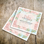 ピンクガールベビーシャワーカスタムフローラ スタンダードカクテルナプキン