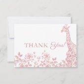 ピンクガールベビーシャワートイレサファリサンキューカード サンキューカード (正面)