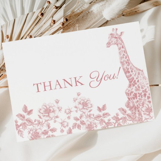 ピンクガールベビーシャワートイレサファリサンキューカード サンキューカード