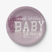 ピンクガールベビーシャワーパーティー紙プレート ペーパープレート (正面)