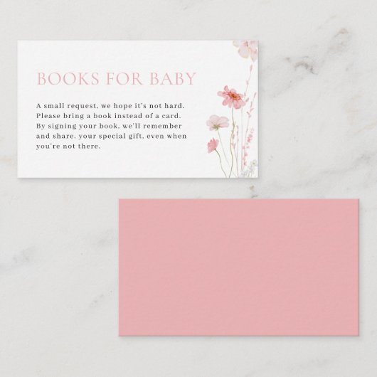 ピンクガールベビー開花ブックベビーカード エンクロージャーカード (正面/裏面)