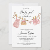 ピンクガールボヘミアン服ベビーシャワー 招待状 (正面)